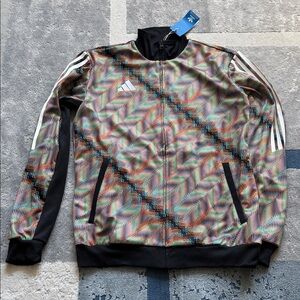adidas Men’s Multicolor Optical Print Lightweight Jacket with Black Trim